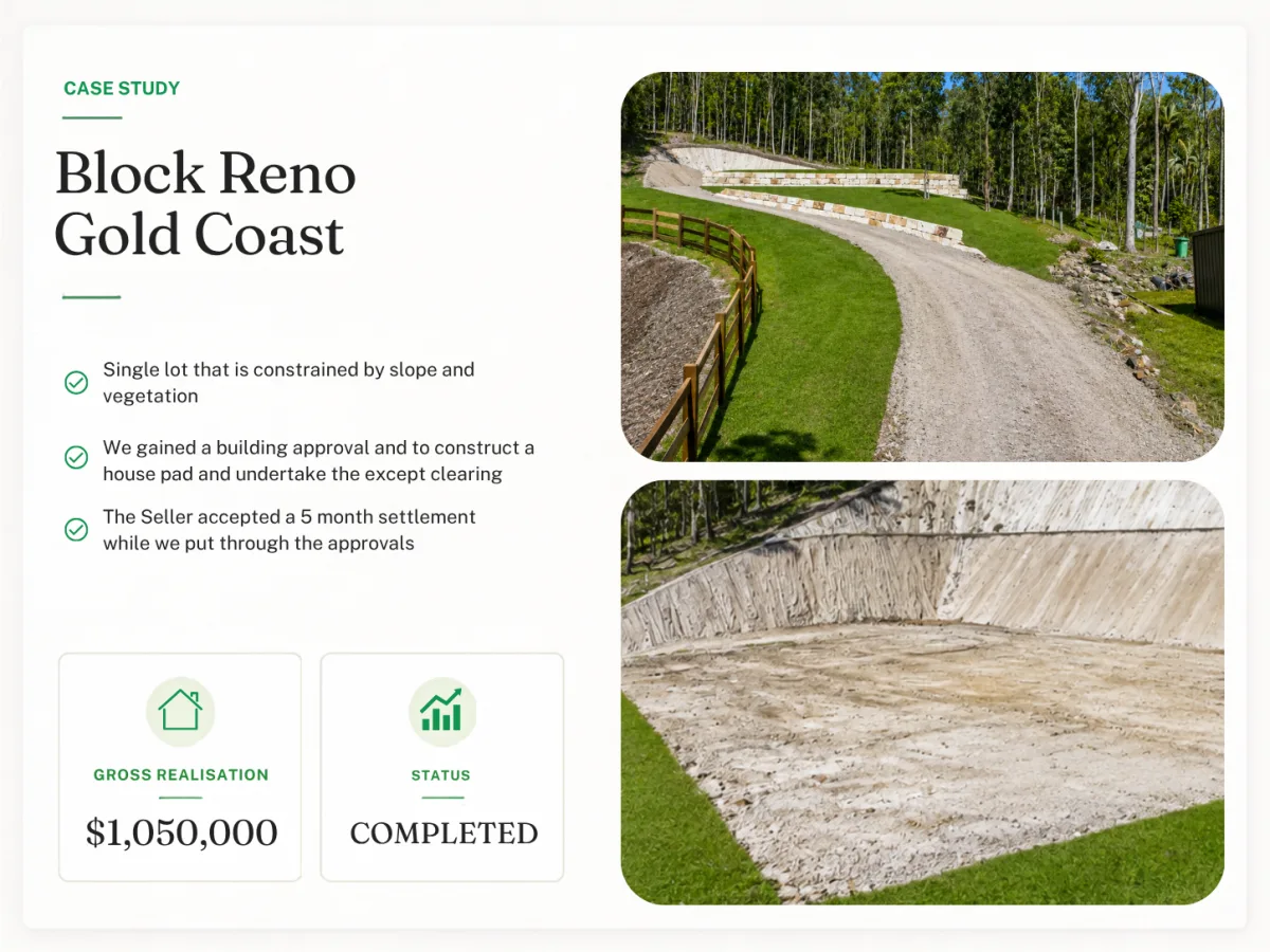 Block Reno Gold Coast - project summary with costs, duration and net profit